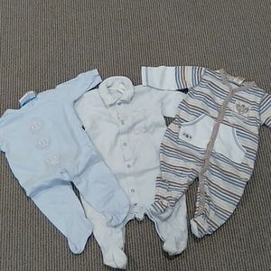 Bundle of 3 baby boy 100% cotton footies